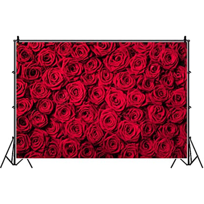 Laeacco 7x5ft Red Roses Background Vinyl Photography Background Blossoms Roses Wall Texture Lovers Girls Children Kids Photos Video Studio Props - size: 7x5ft