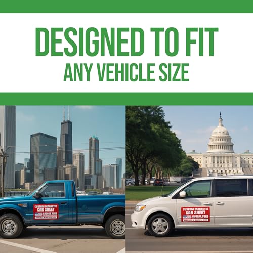 Custom Vehicle Signs by BCB Print - Personalized Magnetic Door Sheet with Your Photo, Text or Logo | Removable Advertising Signage for Cars & Trucks | Made in USA | Multiple Sizes | Pack of 2 - color: Magnetic Car Sheet