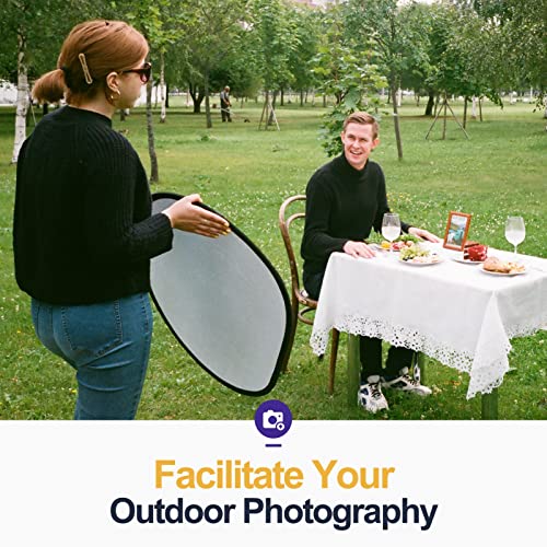 EMART Photography Reflector Holder with 24’’ Small Collapsible 5 in 1 Photo Reflector Photography Kit - Bounce Board Translucent, White, Silver, Gold, Black