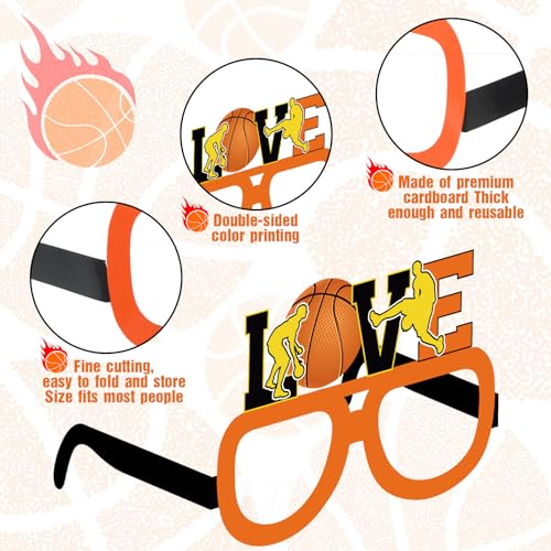 36 Pack Basketball Party Favors Basketball Paper Glasses Frames All Star Photo Booth Props Eyeglasses for Boys Kids Sports Theme Birthday Party Decorations Baby Shower Game Day Supplies - style: Basketball