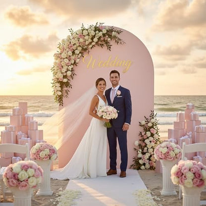 Double Sided 6.6FT Pink Arch Backdrop Cover Spandex Fitted Stretchy Arch Covers for Wedding Birthday Party Bridal Baby Shower Ceremony - color: Pink, size: 6.6ft