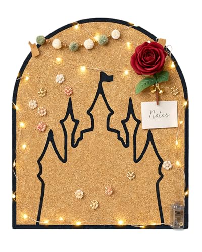 Castle Cork Bulletin Board Self-Adhesive, Arch Pin Board 9.8” x 11.8”, 1/2” Thick for Office Home Wall Decor (Black)
