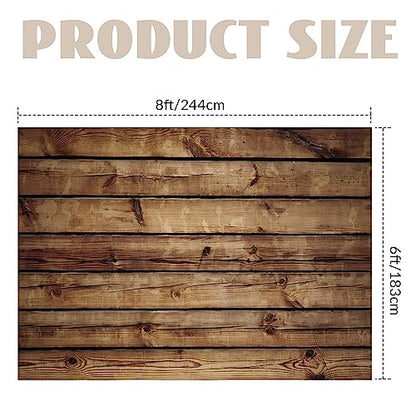 Peryiter Wood Backdrop Wooden Wall Background Rustic Backdrop Durable Polyester Fabric Photography Supplies for Party, Wedding Baby Photoshoot(8 x 6ft,Brown) - color: Brown, size: 8 x 6ft