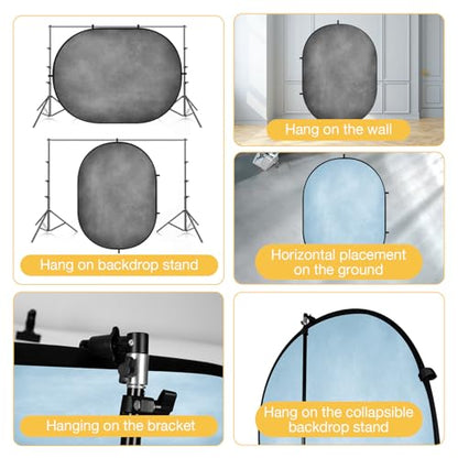 Kate 5x6.5ft(1.5x2m) Collapsible Backdrop Blue Pop up Backgrounds Grey Backdrops Collapsable Photography Photoshoot Prop