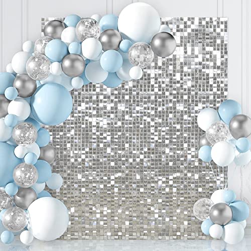 Silver Shimmer Wall Backdrop Panels 6ftx4ft Glitter Disco Party Sequin Backdrop for Wedding Bridal Shower Birthday Graduation Background Decorations 2025 - color: Silver, size: 6ftx4ft