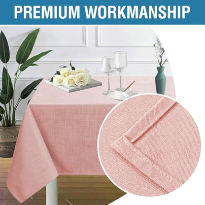 H.VERSAILTEX Linen Textured Table Cloths 54 x 54 Inch Solid Tablecloth Waterproof Table Cover for Dining Buffet Feature Soft and Thick Fabric, Baby Pink - color: Baby Pink, size: 54" x 54" (Square)