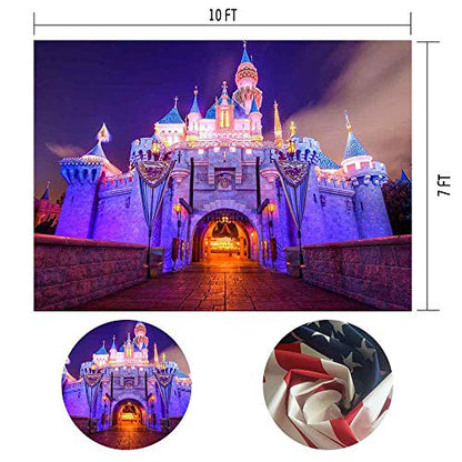 10x7Ft Fantasy Castle Night Scene Backdrop for Children Birthday Party Photo Video Studio Props LSME372 - size: 10x7Ft
