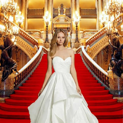 Red Carpet Backdrop, Golden Palace Gorgeous European Hall Photo Backdrop, Vinyl 7x5ft Prom Picture Photo Studio Props BJXTGU35 - color: Red, size: 7x5ft