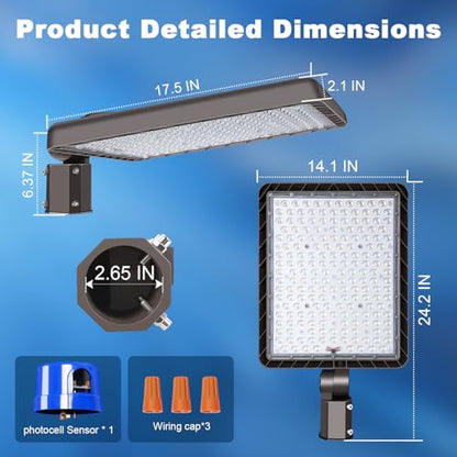 480W LED Parking Lot Light Slip Fitter Mount 72000LM Dusk to Dawn 5000K Led Flood Light Outdoor Commercial Security Area IP65 Waterproof 85-277V for Street Stadium Driveway - size: 480W Pole Mount