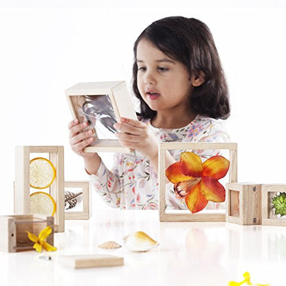 Guidecraft Treasure Blocks - Clear: Smooth Wooden Observation Stacking Blocks with Transparent Windows, Educational Toy for Kids - style: Clear