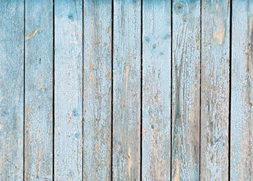 BELECO 7x5ft Fabric Blue Wood Backdrops for Photography Rustic Wood Wall Vintage Worn Wooden Boards Background Baby Shower Birthday Party Wall Decor Newborn Baby Kids Children Portrait Photoshoot - size: 7x5FT