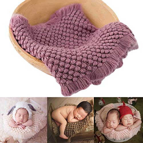 Zeroest Baby Photography Props Basket Braid Wool Wrap Newborn Photo Shoot Baskets Filler Posing Stuffer Background Blanket (Cmeo Brown) - color: Cmeo Brown