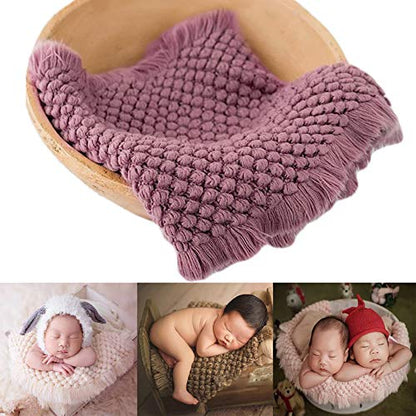Zeroest Baby Photography Props Basket Braid Wool Wrap Newborn Photo Shoot Baskets Filler Posing Stuffer Background Blanket (Cmeo Brown) - color: Cmeo Brown