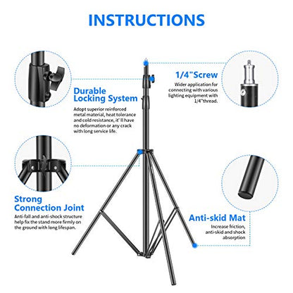Neewer Heavy Duty Light Stand 10 Feet/3 Meters Adjustable Spring Cushioned Metal Photography Tripod Stand for Photo Studio Softbox, Flash Monolight, Ring Light and Other Photographic Equipment(Black) - size: 300cm