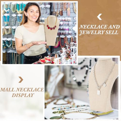 Kigley 3 Pcs Linen Jewelry Display Bust Necklace Display Stand Necklace Mannequin Holder for Jewelry Selling Trade Shows - size: 9.8 x 3.0 x 5.7 Inches