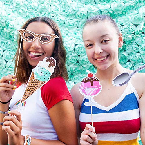 Happy Birthday Party Photo Booth Props | 18 Piece Set by Paper and Cake | Includes Cake, Balloon, Candles, and More | Perfect for Birthday Celebrations
