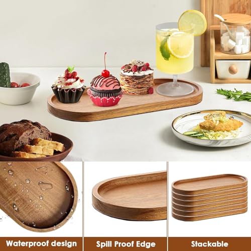 Wood Serving Trays Charcuterie Boards Oval Wooden Plates Wood Serving Platter Cheese Dinner Plates Bulk for Dessert Snack Bread Fruit Appetizer Dishes (11.5x4Inch*2Pack) - size: 11.5" x 4"_2 Pack