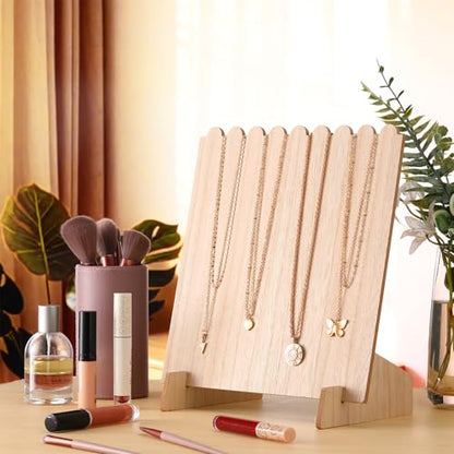 Tondiamo 6 Pcs Wooden Necklace Jewelry Display Stand 9.38 x 9.38 Portable Jewelry Display Holder Necklace Displays for Vendor Wood Plank Freestanding Storage Holder Bulk for Vendor Selling Craft Show