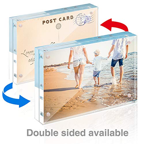 TWING 4x6 Acrylic Picture Frames,24MM Thick Double Sided Magnetic Clear Photo Frame, HD Frameless Magnetic Photo Frame Display for Desktop Gift Ideal, Cleaning Cloth Included - size: 4x6" 1pack