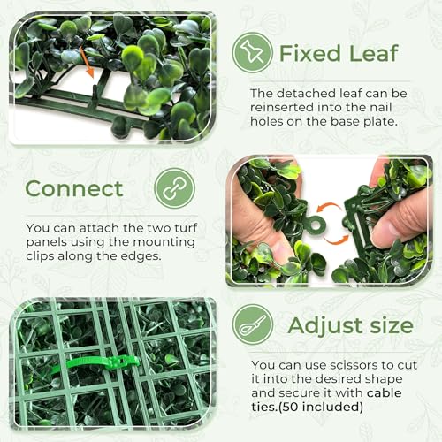 Artificial Boxwood Backdrop Roll: 80"x120" (67 sqft) UV-Anti Greenery Faux Grass Hedge for Indoor Outdoor Green Wall Decor, Patio Privacy Screen, Garden Fence Covering - size: 80"x120"