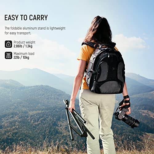 NEEWER Photography Light Stand 2.85-6.6ft/87-200cm, Spring Loaded Aluminum Tripod Stand with ø28mm Thicker Tube Diameter for Ring Light/LED Light/Strobe Flash/Softbox, Max Load 22lbs, ST-200 - size: 200cm