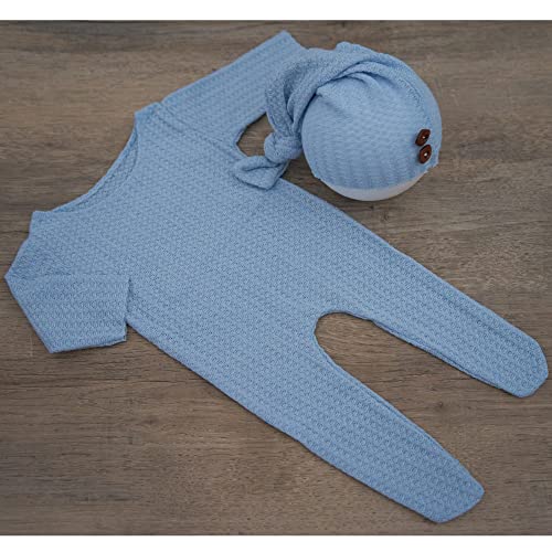 Zeroest Newborn Photography Props Boy Outfits Baby Photo Props Outfit Newborn Boy Photo Shoot Hat Set (Baby Blue) - color: Baby Blue