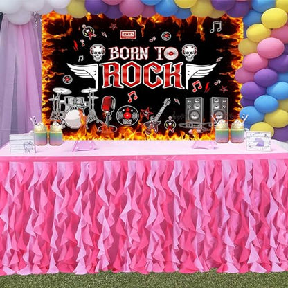 Born to Rock Backdrop, 7x5ft, 1950's Rock 'n' Roll Flame Photography Background Party Supplies Birthday Decor Banner Photo Booth Props BJOKPR0275 - size: 7x5