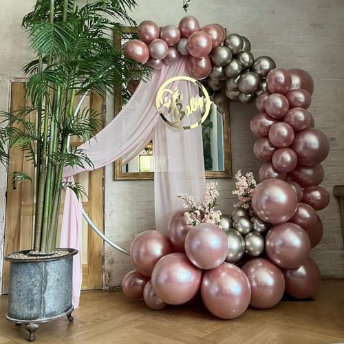 Double Stuffed Pearl Dusty Pink balloons Different Size 115Pcs 5/10/12/18 Inch Pearl Rose Blush Pink Balloon Garland Arch kit for Boho Birthday Wedding Engagement Bridal Baby Shower Party - color: Pearl Dusty Pink