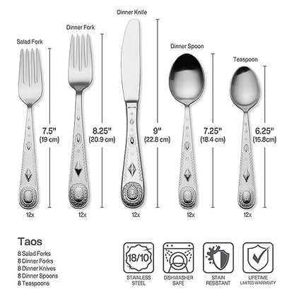 Wallace Taos 45-Piece Stainless Steel Flatware Set, Service for 8