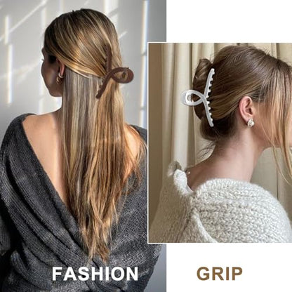 6 Pcs Large Claw Clips, 2 Styles for Thin Fine Thick Hair, Flat French Barrette Stylish, No Slip Big Jaw Butterfly Clip for Women Girls - color: Color C
