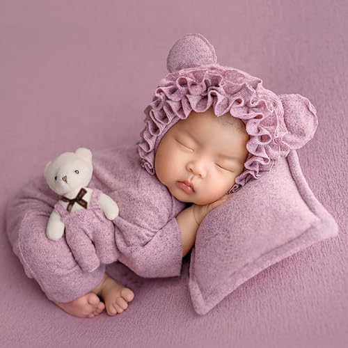 Holibeat Baby Girl Purple Photography Props Super Soft Newborn Girl Photo Shoot Outfits Costumes - color: Purple