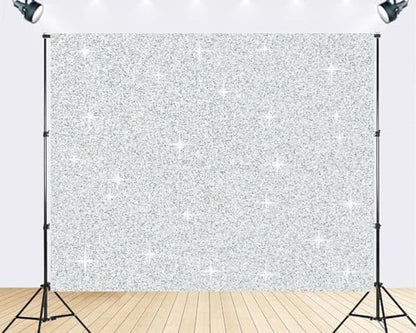 Trykid 9x6ft Silver Glitter Backdrop Sparkling Texture Metallic Finish Glamorous Party Accent Photography Background for Wedding Party Event Decoration Photo Booth Prop Fabric - size: 9x6ft