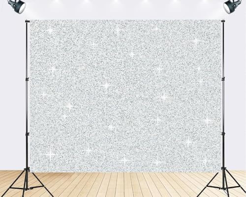 Trykid 10x8ft Silver Glitter Backdrop Sparkling Texture Metallic Finish Glamorous Party Accent Photography Background for Wedding Party Event Decoration Photo Booth Prop Fabric - size: 10x8ft