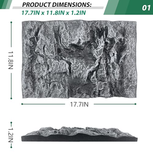 17.7x11.8in Rock Terrarium Background,3D Reptile Tank Background Board,Amphibian Stereo Backdrop Wall,Lizard Snake Gecko Spider Turtle Fish pet silo Background Decorative Panel(Grey) - color: Gray 1P