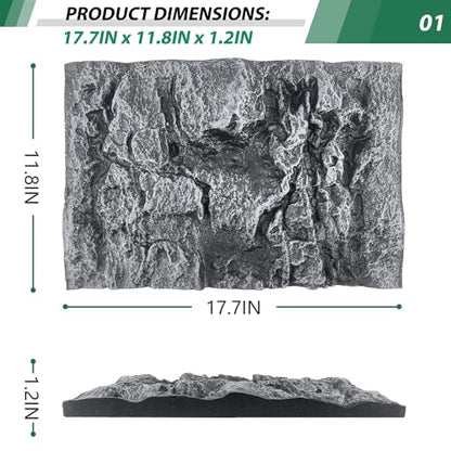 17.7x11.8in Rock Terrarium Background,3D Reptile Tank Background Board,Amphibian Stereo Backdrop Wall,Lizard Snake Gecko Spider Turtle Fish pet silo Background Decorative Panel(Grey) - color: Gray 1P