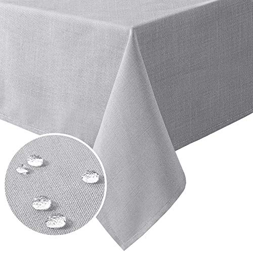H.VERSAILTEX Linen Textured Table Cloths 54 x 54 Inch Premium Solid Tablecloth Spill-Proof Waterproof Table Cover for Dining Buffet Feature Extra Soft and Thick Fabric Wrinkle Free, Grey - color: Dove Gray, size: 54" x 54" (Square)