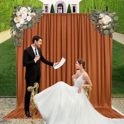 10ft x 10ft Dark Brown Backdrop Curtains for Parties, Fabric Satin Background Curtain with Rod Pockets for Weddings, Birthday, Baby Shower, Photography, Graduation Party Backdrop Drapes, 2 Panels - color: Dark Brown