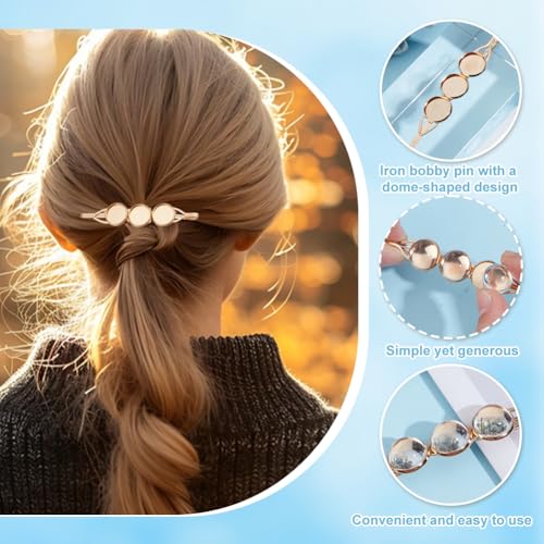 40 Pcs Hair Clips Making Kit, 10 Pcs Iron Hair Bobby Pin Findings 30 Pcs Transparent Half Round Glass Cabochons Blank Dome Hair Bobby Pin Making Kits for Jewelry Makings