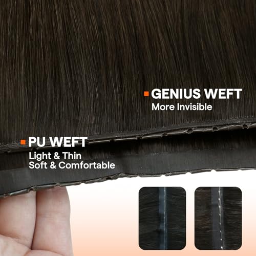 full shine butterfly weft extensions color dark brown human hair and Butterfly Weft Extensions Tools Kit