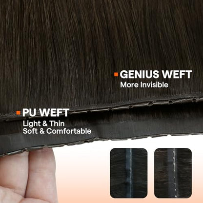 full shine butterfly weft extensions color dark brown human hair and Butterfly Weft Extensions Tools Kit