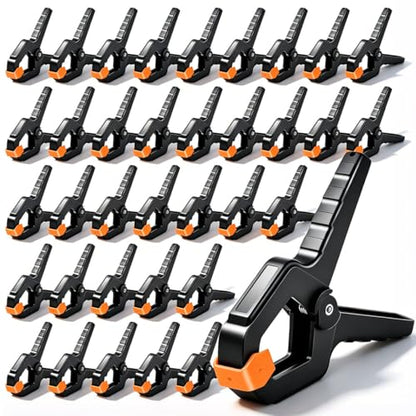 40 Pack Clamps for Woodworking Spring Clamp Plastic 3.5in Clips Heavy Duty for Backdrop Clips Tarp Holder Photography Backdrops Clip for Crafts Orange Head with Black - size: Orange Head with Black-40PCS