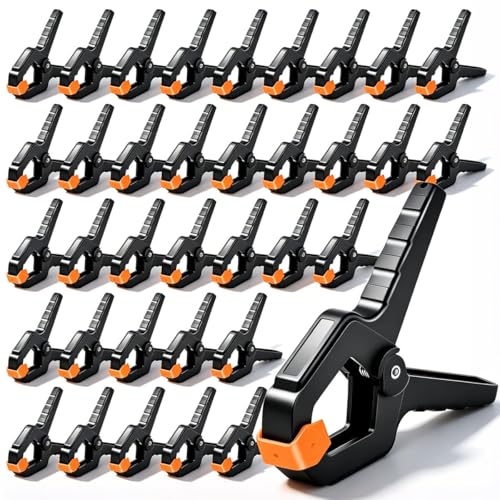 40 Pack Clamps for Woodworking Spring Clamp Plastic 3.5in Clips Heavy Duty for Backdrop Clips Tarp Holder Photography Backdrops Clip for Crafts Orange Head with Black - size: Orange Head with Black-40PCS