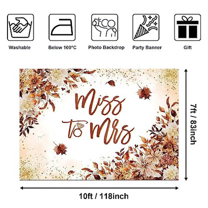 Avezano Miss to Mrs Backdrop Autumn Floral Bridal Shower Backdrop Bride to Be Engagement Party Photography Background Decorations Wedding Banner Photo Booth Prop (10x7ft, 118x83inch) - size: 10x7ft, 118x82inch