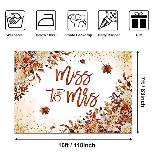 Avezano Miss to Mrs Backdrop Autumn Floral Bridal Shower Backdrop Bride to Be Engagement Party Photography Background Decorations Wedding Banner Photo Booth Prop (10x7ft, 118x83inch) - size: 10x7ft, 118x82inch