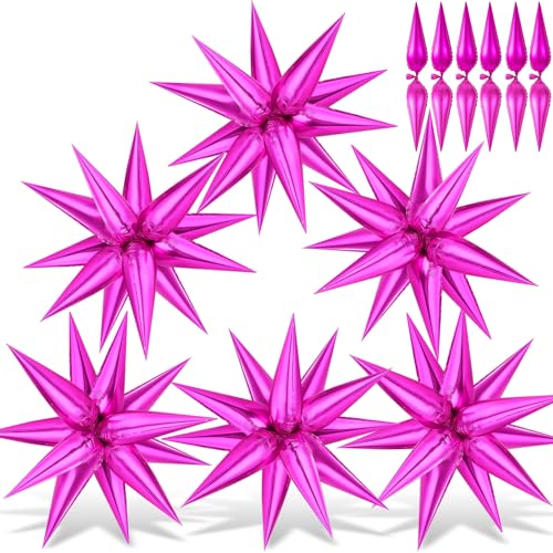 Hot Pink Star Balloons, 72 PCS Star Foil Balloons, Explosion Cone Mylar Spike Balloon for Christmas Party Supplies, Birthday, Wedding Decorations, Photo Props - color: Hot Pink Star Cones, 26 Inch