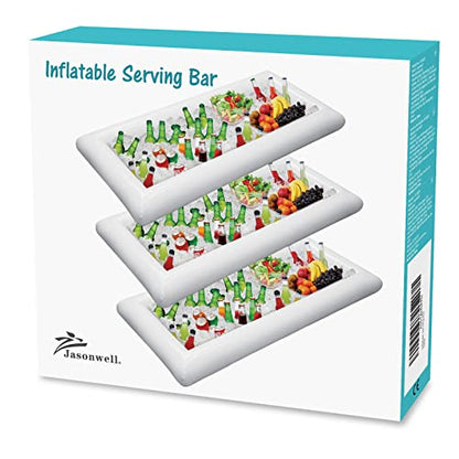 Jasonwell 3 PCS Inflatable Serving Bars Ice Buffet Salad Serving Trays Food Drink Holder Cooler Containers Indoor Outdoor BBQ Picnic Pool Party Supplies Luau Cooler w Drain Plug - style: 3 PCS