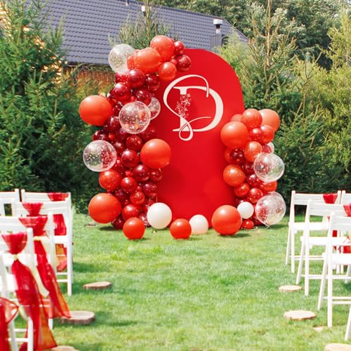 LEBENGURU Upgraded 6FT Open Arch Backdrop Cover, Red Spandex Fitted Round Top Wedding Arches, Double-Sided U-Shaped Arch Chiara Stand Covers for Birthday Party Baby Shower Banquet Balloon Décor - color: Red, size: 6FT
