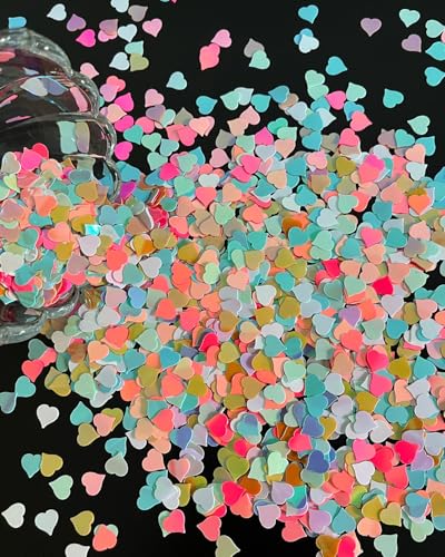 Iridescent Heart Confetti, Multicolor Valentines Day Table Scatter Sequins Heart Scatter for Wedding Bridal Shower Birthday Party - color: Multicolor