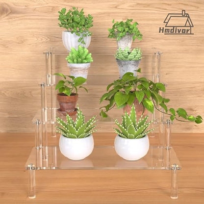 Acrylic Risers for Display 1 Pack 4 Tier Acrylic Display Risers Perfume Stand, Clear Cupcake Display Stand Holder for Perfume Figures Cupcake Dessert 9 IN