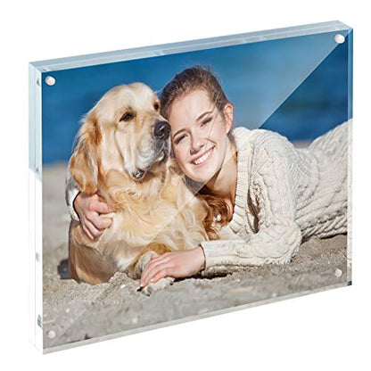 TWING 3.5x5 Inch Acrylic Picture Frames,20MM Thicknes Double Sided Magnetic Clear Photo Frame, HD Frameless Magnetic Photo Frame Display for Desktop Gift Ideal, Cleaning Cloth Included - size: 3.5x5" 1pack